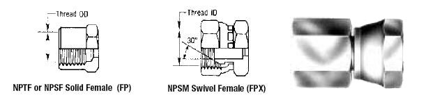 Female Pipe NPTF to Female Pipe Swivel NPSM
