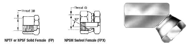 Female Pipe NPTF to Female Pipe Swivel NPSM - 45