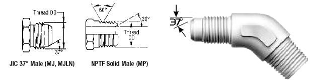 Male JIC 37 Flare to Male Pipe NPTF - 45