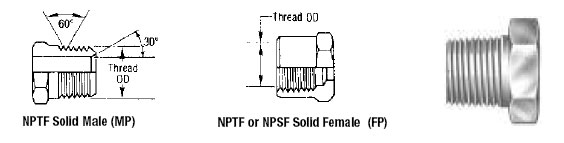 Male Pipe NPTF to Female Pipe NPTF Reducer/Bushing - Short