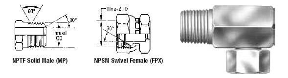 Male Pipe NPTF to Female Pipe Swivel NPSM - 90 